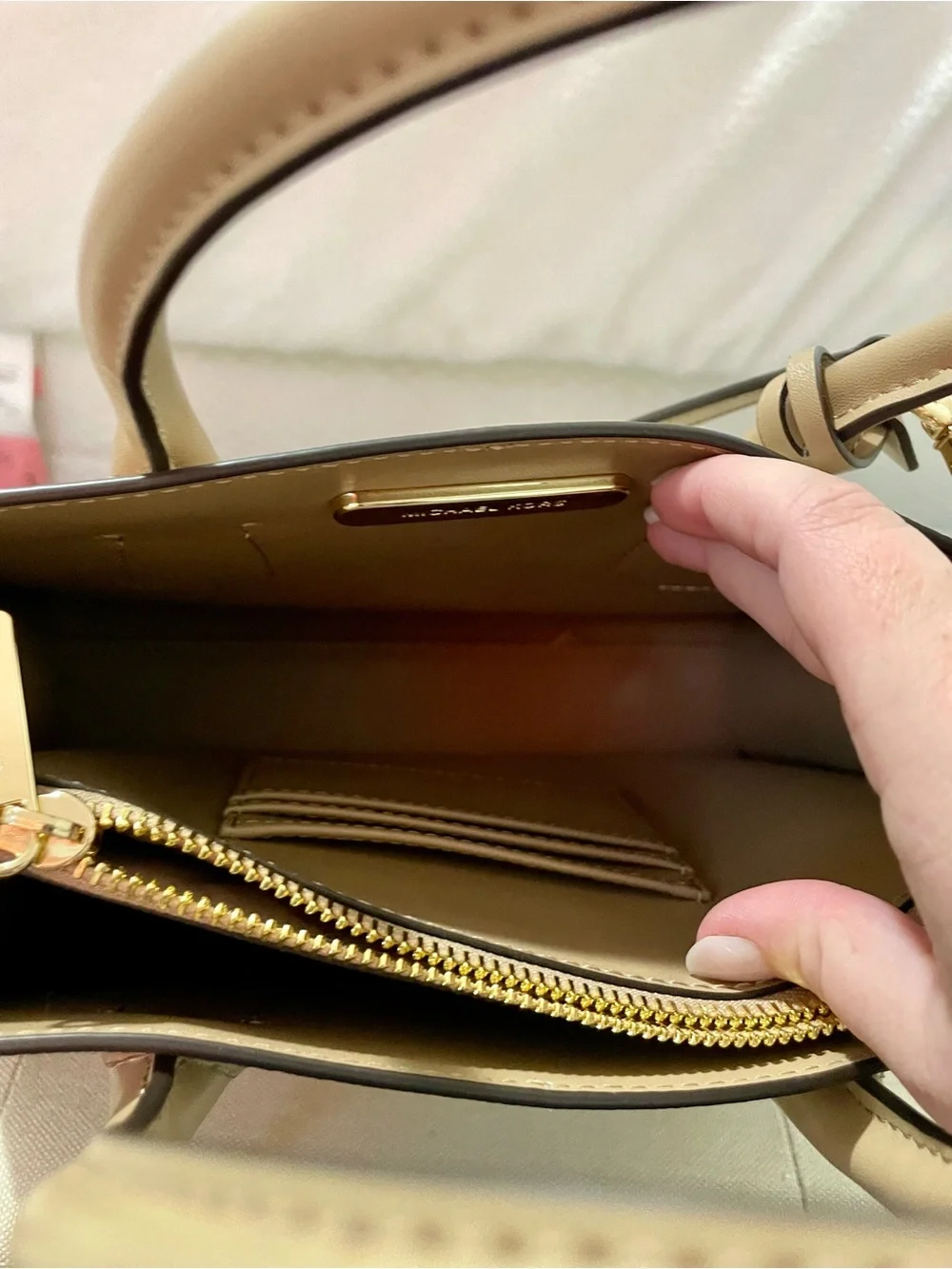 Michael Kors Two-Tone Brown and Beige Logo Satchel